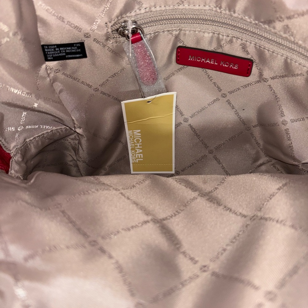 Michael Kors Red Patterned Backpack with Chain St… - image 11